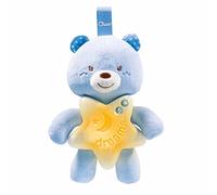 Chicco Veilleuse Petit Ourson First Dreams, Peluche douce en forme d'ours à accrocher au lit ou au berceau avec mélodies relaxantes et veilleuse, bleu, 0 mois et plus