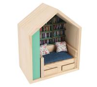 CHICIRIS Bibliothèque Miniature, Modèle de Maison en Bois Fait à la Main avec des Livres Miniatures Colorés, pour Les Amateurs de Livres de Décoration de Bureau