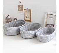 CHICIRIS Ensemble de Paniers de Rangement en Corde de Coton, Organisateurs Ovales élégants pour la Décoration de la Maison et le Rangement des Jouets, Doux et Durable, 3 Pièces (GREY)
