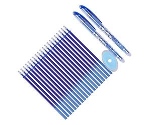 CHICIRIS Ensemble de Stylos Effaçables 23 Pièces, Stylo Lavable à écriture Lisse de 0.5mm avec Gomme et 20 Recharges Bleues, pour L'école, le Bureau et L'hôpital