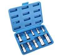 CHICIRIS Jeu de Douilles à 12 Pans, Triple Douille Carrée en Acier au Chrome Vanadium, 10 Pièces M4 à M18 avec Entraînement 1 4 3 8 1 2 pour Réparation Automobile, Mécanique de Maintenance