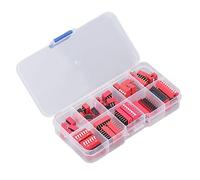 CHICIRIS Kit Assorti de Commutateurs Dip à Double Rangée, 1 2 3 4 6 8 10 Positions 2,54 Mm Montable sur PCB, Interrupteur DIL On Off, Interrupteur à Bascule Rouge de Type Coulissant avec