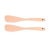 CHICIRIS Lot de 2 Spatules en Bois, Ustensiles de Cuisine en Hêtre à Long Manche pour Remuer et Gratter les Casseroles, Utilisation en Cuisine, Résistant à la Chaleur