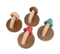 CHICIRIS Patères en Bois en Forme de Champignon, Cintres Muraux Décoratifs, Mignons en Bois Massif pour Chambres D'enfants, 4 Pièces (Adhésif)
