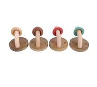 CHICIRIS Patères en Bois en Forme de Champignon, Cintres Muraux Décoratifs, Mignons en Bois Massif pour Chambres D'enfants, 4 Pièces (Vis)