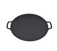 CHICIRIS Poêle de Barbecue Coréenne Antiadhésive, Plaque de Barbecue Ronde Résistante à la Chaleur pour Divers Aliments, Sites de Camping, Matériau en Fer (30cm)