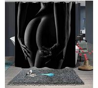 Chickw1 Anti Moisissure Imperméable Rideaux de Douche et 12 Crochets, Mode Sexy Femme Motif Douche Rideaux pour Maison Salle de Bain Douche (180x180cm,Cul Sexy)