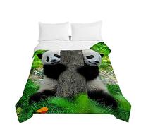 Chickw1 Couvre Lit Matelassé, 3D Animal Imprimé Dessus de Lits Hiver Été Couvre-Lits Microfiber Gaufrée Dessus de Lit Couverture de Lit pour Lit 1-2 Personnes (Panda Noir,150x200cm)