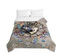 Chickw1 Couvre Lit Matelassé, 3D Loup Imprimé Dessus de Lits Hiver Été Couvre-Lits Microfiber Dessus de Lit Gaufrée Couverture de Lit pour Lit 1-2 Personnes (Attrapeur de rêves,220x240cm)