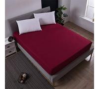 Chickw1 Drap Housse en Microfibre, Couleur Unie Housse de Matelas pour Protection de Matelas Épais - Antidérapants Résistant aux Rides (Bourgogne Rouge,80X200X25cm)