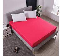 Chickw1 Drap Housse en Microfibre, Couleur Unie Housse de Matelas pour Protection de Matelas Épais - Antidérapants Résistant aux Rides (Rose Rouge,220X200X25cm)