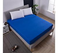 Chickw1 Drap Housse en Microfibre, Couleur Unie Housse de Matelas pour Protection de Matelas Épais - Antidérapants Résistant aux Rides (Bleu,80X200X25cm)