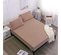 Chickw1 Drap Housse en Microfibre, Couleur Unie Housse de Matelas pour Protection de Matelas Épais - Antidérapants Résistant aux Rides (Brun Clair,160X200X25cm)