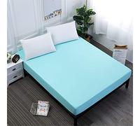 Chickw1 Drap Housse en Microfibre, Couleur Unie Housse de Matelas pour Protection de Matelas Épais - Antidérapants Résistant aux Rides (Bleu Clair,160X200X25cm)