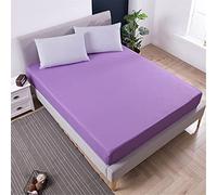 Chickw1 Drap Housse en Microfibre, Couleur Unie Housse de Matelas pour Protection de Matelas Épais - Antidérapants Résistant aux Rides (Violet,160X200X25cm)