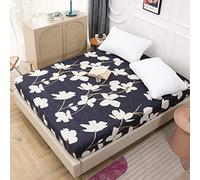Chickw1 Drap Housse en Microfibre, Imprimé Housse de Matelas pour Protection de Matelas Épais - Antidérapants Résistant aux Rides (Fleur Marine,90X200X25cm)