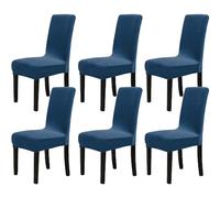 Chickw1 Lot de 6 Housses de Chaise de Salle à Manger universelles à Dossier Haut Extensibles en Velours pour Salle de fête Bleu Roi