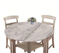 Chickw1 Nappe de Table Ronde Élastique Ajustable, Nappe 3D Imprimé Marbre Moderne Imperméable Kitchen Couverture de Table pour Restaurants, Pique-niques, Camping (Blanc A,90 cm)