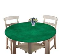 Chickw1 Nappe de Table Ronde Imperméable avec Bord Élastique, Nappe Motif Moderne Couleur Unie 3D, Nappe Anti-dérapant pour Cuisine, Restaurants, Picnic, Camping (Vert Foncé,180 cm)
