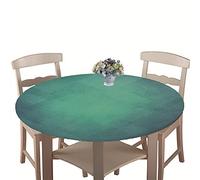 Chickw1 Nappe de Table Ronde Imperméable avec Bord Élastique, Nappe Motif Moderne Couleur Unie 3D, Nappe Anti-dérapant pour Cuisine, Restaurants, Picnic, Camping (Vert,90 cm)