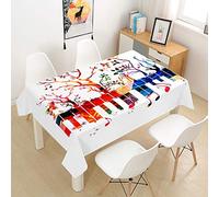 Chickw1 Nappe en Polyester, Nappe 3D Créatif Rectangulaire Anti Tache avec Revêtement Imperméable, Facile D'entretie, Nappe Motif Note Musicale pour Jardins Cuisine (Joie Colorée,140x200cm)