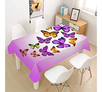 Chickw1 Nappe en Polyester Rectangulaire Imprimé Papillon Noble 3D avec Revêtement Imperméable, Anti Tache Lavable et Facile D'entretie Nappe de Table Jardin Cuisine (Rose,60x60cm)