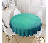 Chickw1 Nappe Ronde Anti Tache Impermeable en Polyester, Nappe Couleur Unie Moderne, Entretien Facile Lavable pour Table à Manger de Cuisine/Jardin/Fête/Pique-Nique (Turquoise,120cm)