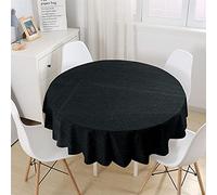 Chickw1 Nappe Ronde Anti Tache Impermeable en Polyester, Nappe Couleur Unie Moderne, Entretien Facile Lavable pour Table à Manger de Cuisine/Jardin/Fête/Pique-Nique (Noir,100cm)