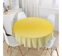 Chickw1 Nappe Ronde Anti Tache Impermeable en Polyester, Nappe Couleur Unie Moderne, Entretien Facile Lavable pour Table à Manger de Cuisine/Jardin/Fête/Pique-Nique (Jaune,150cm)