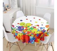 Chickw1 Nappe Ronde Anti Tache Impermeable Facile à Nettoyer, Nappe en Polyester Imprimé Dégradé Aquarelle 3D pour Table à Manger de Cuisine/Jardin/Fête/Pique-Nique (Coloré,120cm)