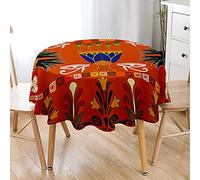 Chickw1 Nappe Ronde Anti Tache Impermeable Motif d'art Tribal 3D Nappe en Polyester Lavable, Décoration pour Table à Manger de Cuisine/Jardin/Pique-Nique (Totem Tribal,150cm)