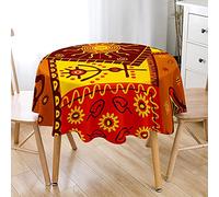 Chickw1 Nappe Ronde Anti Tache Impermeable Motif d'art Tribal 3D Nappe en Polyester Lavable, Décoration pour Table à Manger de Cuisine/Jardin/Pique-Nique (Culture égyptienne,150cm)