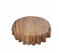 Chickw1 Nappe Ronde Anti Tache Impermeable Motif de Grain de Bois Nappe en Polyester Lavable, Décoration pour Table à Manger de Cuisine/Jardin/Pique-Nique (Planches Marron Clair,180cm)
