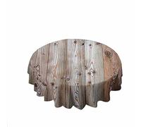 Chickw1 Nappe Ronde Anti Tache Impermeable Motif de Grain de Bois, Nappe en Polyester Lavable, Décoration pour Table à Manger de Cuisine/Jardin/Pique-Nique (en Bois,200cm)