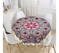 Chickw1 Nappe Ronde en Polyester Anti Tache Impermeable, Nappe Style Boho Créative, Entretien Facile Lavable pour Table à Manger de Cuisine/Jardin/Fête/Pique-Nique (Mauve,90cm)