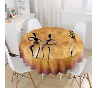 Chickw1 Nappe Ronde Imprimé Africain Exotique 3D Anti Tache Impermeable Facile à Nettoyer, Nappe en Polyester pour Table à Manger de Cuisine/Jardin/Fête/Pique-Nique (A,100cm)