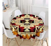 Chickw1 Nappe Ronde Imprimé Africain Exotique 3D Anti Tache Impermeable Facile à Nettoyer, Nappe en Polyester pour Table à Manger de Cuisine/Jardin/Fête/Pique-Nique (F,180cm)