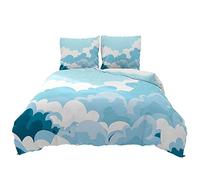 Chickw1 Parure de Lit 3D, Nuage et Ciel Imprimé 3 Pieces Ensemble de Literie avec 65x65cm Taies d'oreiller et Housse de Couette pour Adultes Enfant (Nuages Bleus,220x240cm)