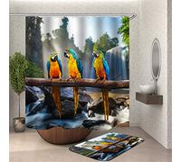 Chickw1 Rideau de Douche Imperméable Anti Moisissure, Polyester Salle de Bain Rideau de Douche avec 12 Crochets Lavable en Machine 3D Impression Décorations (Couleur Perroquet,180x200cm)