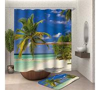 Chickw1 Rideau de Douche Lavable en Machine Anti Moisissure, 3D Impression Polyester Imperméable Rideaux de Salle de Bain avec 12 Crochets pour Décorations (Paume Arbre,90x180cm)