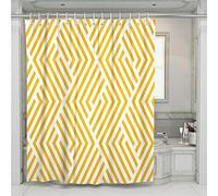 Chickw1 Rideau de Douche Tissu, Rideau de Douche Anti Moisissure Rideaux de Salle de Bain, Lavable Polyester 3D Océan Imprimée Imperméable Rideaux avec 12 Crochets (180x180cm,Jaune Simple)