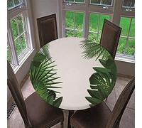 Chickw1 Ronde Nappe de Table Élastique Ajustable, Imperméable, Couverture de Table Kitchen Extensible Protection Tables pour Restaurants, Pique-niques, Barbecues (Feuille de Palmier,180cm)