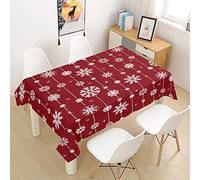 Chickwin Chickw1 Rectangulaire Nappe Noel Rouge Imprimé Nappe en Tissu Polyester Cuisine Hôtel Décoration de Noël Imperméable Résistant Anti-Taches Lavable Infroissable (Flocon de Neige 2,140x180cm)