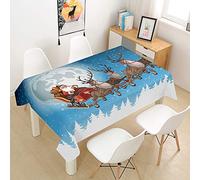 Chickwin Chickw1 Rectangulaire Nappe Père Noël Dessins Animés Imprimé Nappe en Tissu Polyester Imperméable Résistant Anti-Taches Infroissable Cuisine Hôtel Décoration de Noël (A,140x200cm)