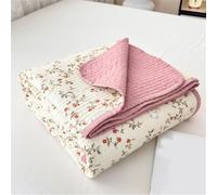 Chickwin Coton Couvre Lit 1 2 Personne Réversible Doux Été Couvre-lit Couverture Matelassée, Imprimés Plantes Fleurs Jeté de Lits Dessus de Lit pour Lits Simples et Doubles (Rose1,180x200cm)