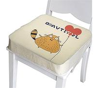 Chickwin Coussin Rehausseur Chaise Enfant, Chaise Haute Bébé Portable Réhausseur Coussin de Siège Ajustable Démontable Confortable Eponge Coussins pour Salle à Manger (40x40x5cm,raton laveur)