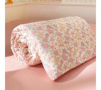 Chickwin Couverture d'Été Matelassée 4,5 Tog, Couvre-Lit Réversible à Motif Élégant en Coton Douce, Dessus de Lit Léger Respirant, Idéal pour Lit 1 Personne, 2 Personnes (Rose d'été,150x200cm)