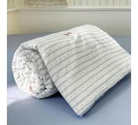 Chickwin Couverture d'Été Matelassée 4,5 Tog, Couvre-Lit Réversible à Motif Élégant en Coton Douce, Dessus de Lit Léger Respirant, Idéal pour Lit 1 Personne, 2 Personnes (Nœuds et Rayures,150x200cm)