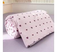 Chickwin Couverture d'Été Matelassée 4,5 Tog, Couvre-Lit Réversible à Motif Élégant en Coton Douce, Dessus de Lit Léger Respirant, Idéal pour Lit 1 Personne, 2 Personnes (Cœurs Violets,150x200cm)