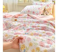 Chickwin Couvre-lit 1 2 Personnes Été Couvre Lit Doux Couverture Matelassée, Fleurs Réversible Coton Jeté de Lits Canapé Dessus de Lit pour Lits Simples et Doubles (Fleurs Roses,150x200cm)